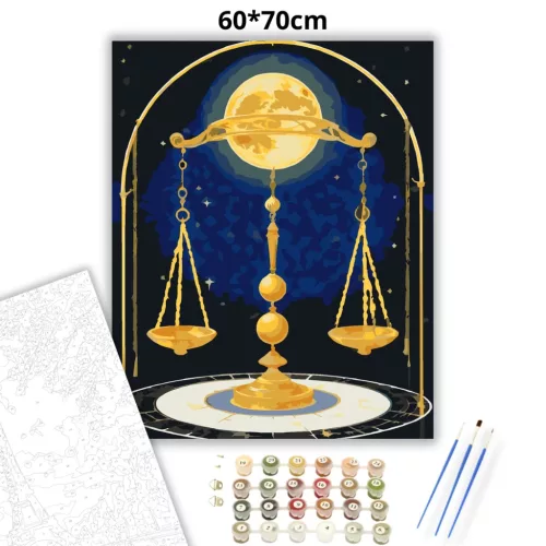 Misztikus mérleg csillagkép - számfestő készlet - Számfestő.hu - 60×70cm - Keretre feszítve