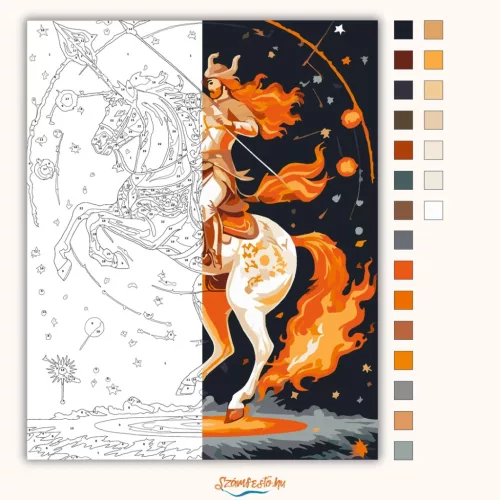 Nyilas csillagjegy - számfestő készlet - Számfestő.hu - 40×50cm - Keretre feszítve