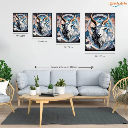 Bak csillagjegy - számfestő készlet - Számfestő.hu - 80×100cm - Keretre feszítve