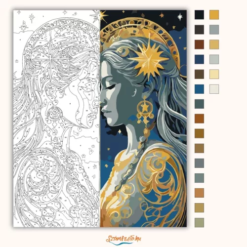 Ikrek csillagjegy - számfestő készlet - Számfestő.hu - 40×50cm - Keret nélkül