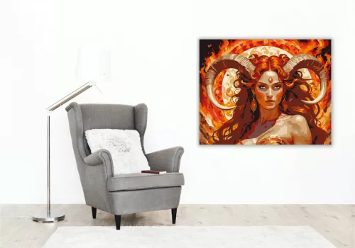 Izzó kos szarvai - számfestő készlet - Számfestő.hu - 50×60cm - Keret nélkül