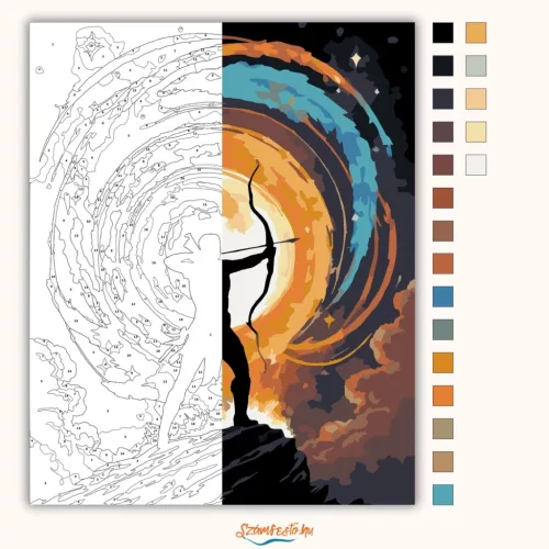 Kozmikus nyilas - számfestő készlet - Számfestő.hu - 80×100cm - Keretre feszítve