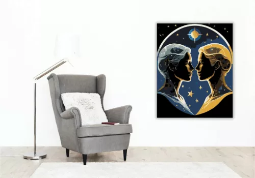Ikrek csillagjegy - számfestő készlet - Számfestő.hu - 80×100cm - Keret nélkül