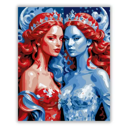 Kristálykoszorús ikrek - számfestő készlet - Számfestő.hu - 40×50cm - Keret nélkül