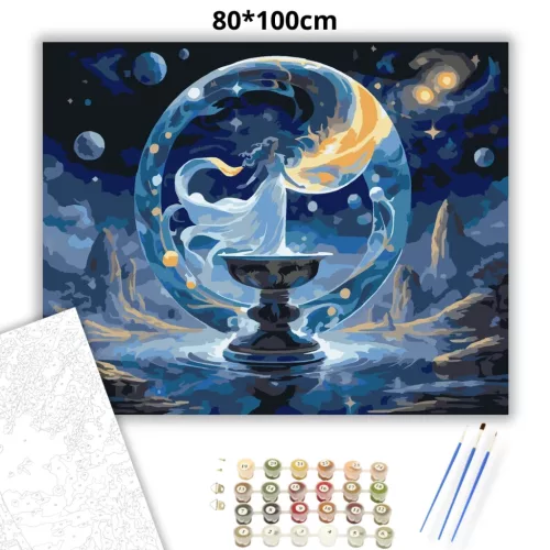 Kozmikus vízöntő - számfestő készlet - Számfestő.hu - 80×100cm - Keretre feszítve