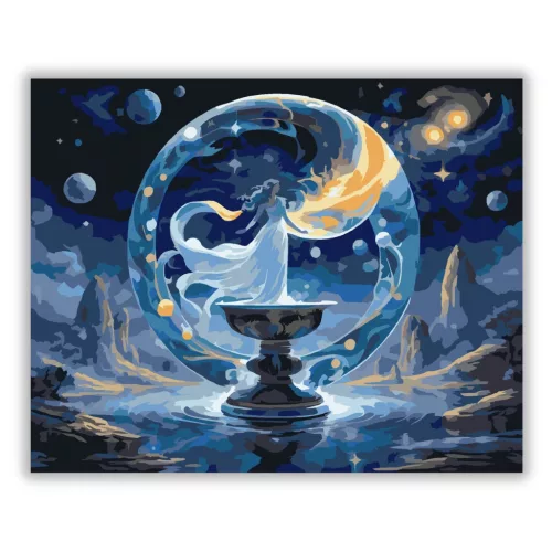 Kozmikus vízöntő - számfestő készlet - Számfestő.hu - 40×50cm - Keretre feszítve