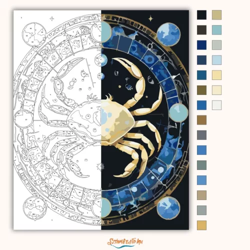 Rák – Holdkő ereje - számfestő készlet - Számfestő.hu - 40×50cm - Keretre feszítve