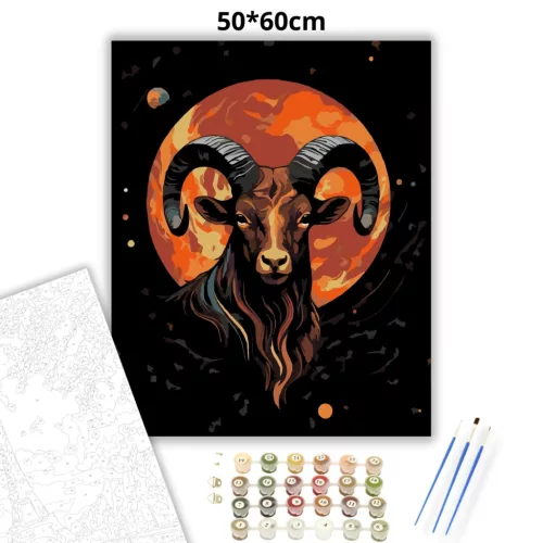 Harcias kos tekintet - számfestő készlet - Számfestő.hu - 50×60cm - Keret nélkül