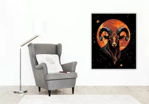 Harcias kos tekintet - számfestő készlet - Számfestő.hu - 60×70cm - Keretre feszítve