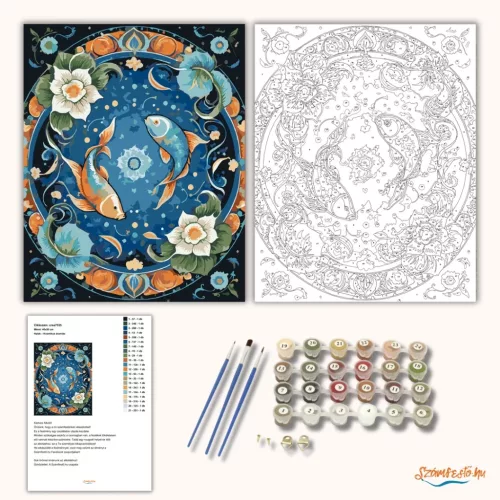 Halak – Kozmikus áramlás - számfestő készlet - Számfestő.hu - 40×50cm - Keret nélkül