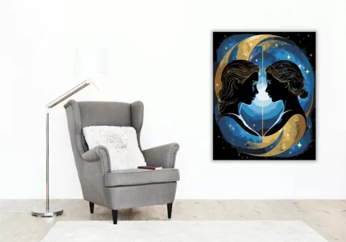 Csillagközi ikerpár - számfestő készlet - Számfestő.hu - 40×50cm - Keretre feszítve