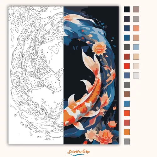 Halak - Kozmikus egyensúly - számfestő készlet - Számfestő.hu - 40×50cm - Keret nélkül