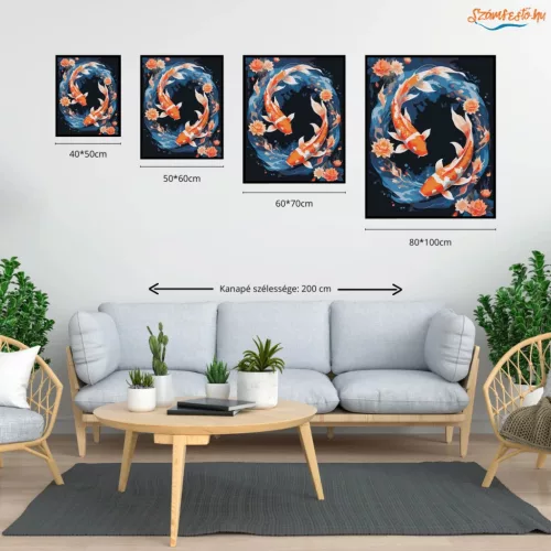 Halak - Kozmikus egyensúly - számfestő készlet - Számfestő.hu - 40×50cm - Keret nélkül