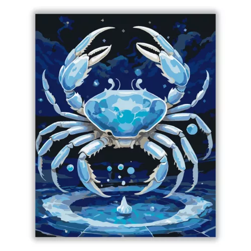 Rák - Ezüst árapály - számfestő készlet - Számfestő.hu - 40×50cm - Keret nélkül