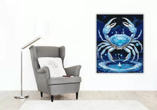 Rák - Ezüst árapály - számfestő készlet - Számfestő.hu - 40×50cm - Keret nélkül