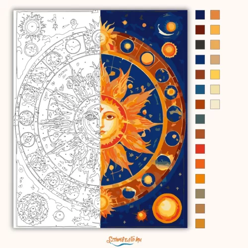 Nap - Sugárzó erő - számfestő készlet - Számfestő.hu - 50×60cm - Keret nélkül