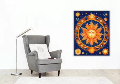 Nap - Sugárzó erő - számfestő készlet - Számfestő.hu - 50×60cm - Keret nélkül