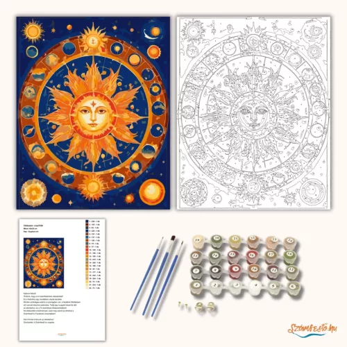 Nap - Sugárzó erő - számfestő készlet - Számfestő.hu - 60×70cm - Keret nélkül