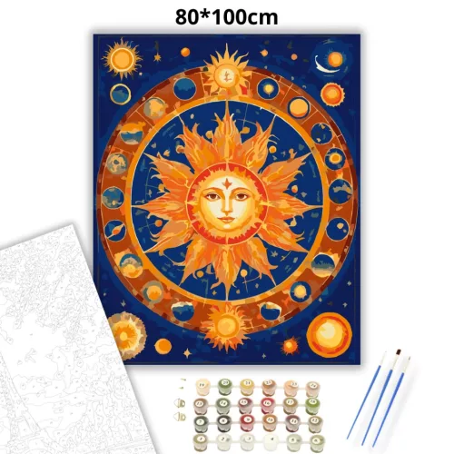 Nap - Sugárzó erő - számfestő készlet - Számfestő.hu - 80×100cm - Keret nélkül