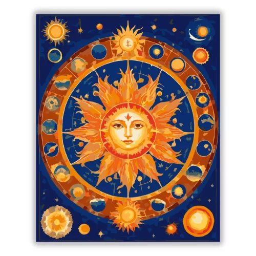 Nap - Sugárzó erő - számfestő készlet - Számfestő.hu - 80×100cm - Keret nélkül