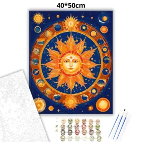 Nap - Sugárzó erő - számfestő készlet - Számfestő.hu - 40×50cm - Keret nélkül