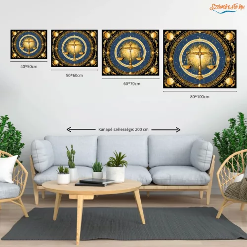 Aranyló mérleg - számfestő készlet - Számfestő.hu - 50×60cm - Keretre feszítve