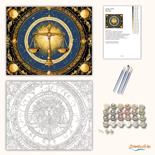 Aranyló mérleg - számfestő készlet - Számfestő.hu - 60×70cm - Keret nélkül