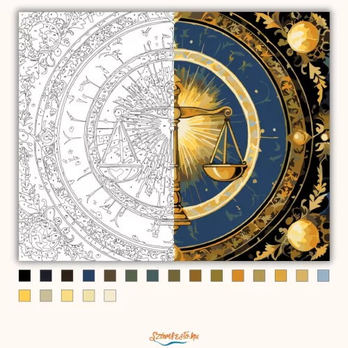 Aranyló mérleg - számfestő készlet - Számfestő.hu - 60×70cm - Keret nélkül