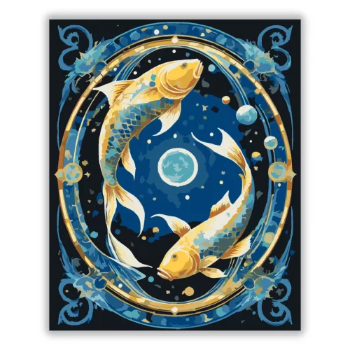 Halak csillagjegy - számfestő készlet - Számfestő.hu - 80×100cm - Keret nélkül