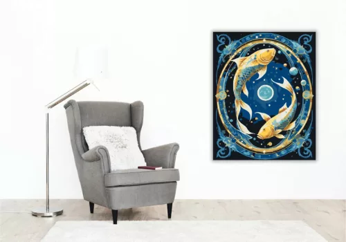 Halak csillagjegy - számfestő készlet - Számfestő.hu - 80×100cm - Keret nélkül