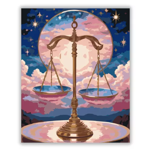 Csillagfényes mérleg - számfestő készlet - Számfestő.hu - 80×100cm - Keret nélkül