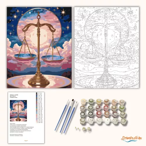 Csillagfényes mérleg - számfestő készlet - Számfestő.hu - 40×50cm - Keret nélkül