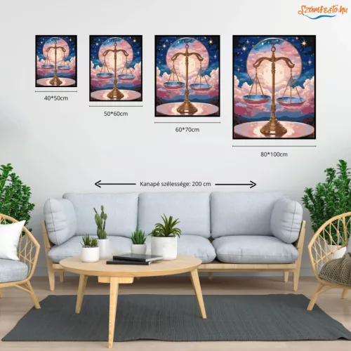 Csillagfényes mérleg - számfestő készlet - Számfestő.hu - 40×50cm - Keretre feszítve