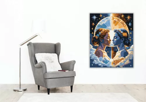 Ikrek kettőssége - számfestő készlet - Számfestő.hu - 60×70cm - Keret nélkül