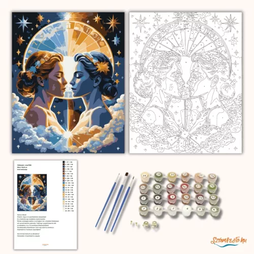 Ikrek kettőssége - számfestő készlet - Számfestő.hu - 80×100cm - Keret nélkül