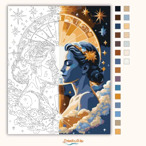 Ikrek kettőssége - számfestő készlet - Számfestő.hu - 40×50cm - Keret nélkül