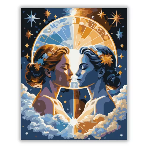 Ikrek kettőssége - számfestő készlet - Számfestő.hu - 40×50cm - Keret nélkül