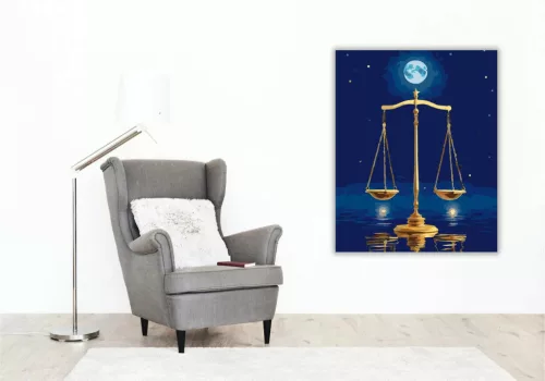Holdfényes mérleg - számfestő készlet - Számfestő.hu - 50×60cm - Keretre feszítve