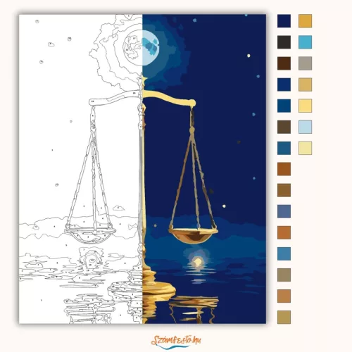 Holdfényes mérleg - számfestő készlet - Számfestő.hu - 40×50cm - Keret nélkül