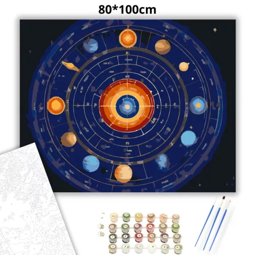 Titokzatos csillagtérkép - számfestő készlet - Számfestő.hu - 80×100cm - Keretre feszítve