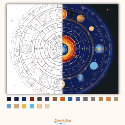 Titokzatos csillagtérkép - számfestő készlet - Számfestő.hu - 80×100cm - Keretre feszítve