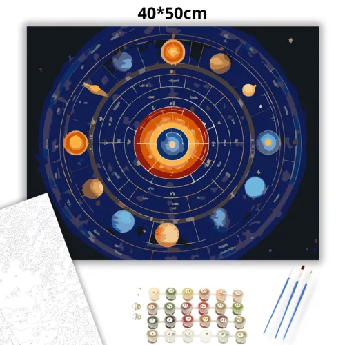 Titokzatos csillagtérkép - számfestő készlet - Számfestő.hu - 40×50cm - Keretre feszítve