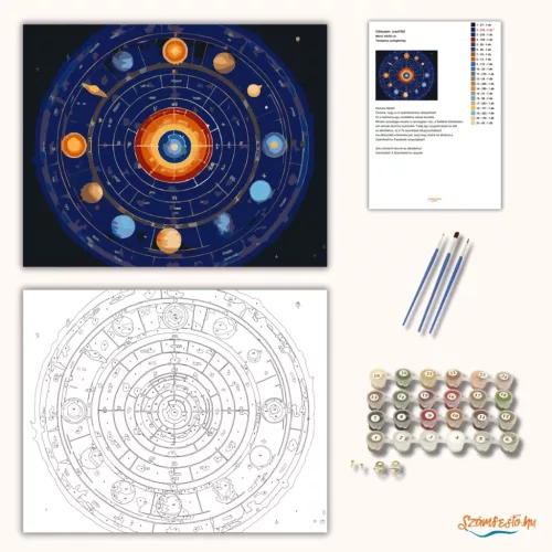 Titokzatos csillagtérkép - számfestő készlet - Számfestő.hu - 40×50cm - Keretre feszítve