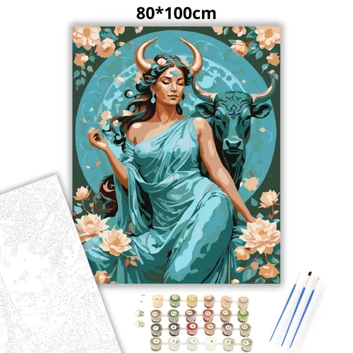 Bika istennő - számfestő készlet - Számfestő.hu - 80×100cm - Keretre feszítve