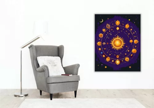 Csillagjegyek gyűrűje - számfestő készlet - Számfestő.hu - 40×50cm - Keret nélkül