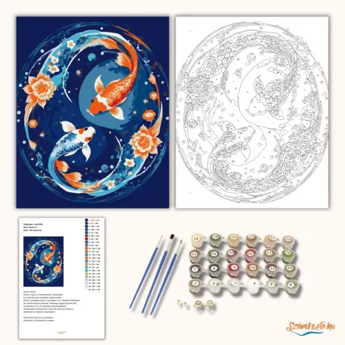 Halak - Kék egyensúly - számfestő készlet - Számfestő.hu - 40×50cm - Keret nélkül