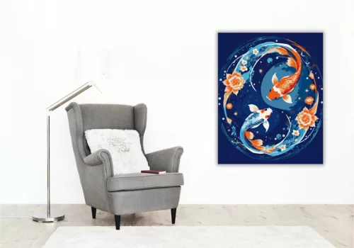 Halak - Kék egyensúly - számfestő készlet - Számfestő.hu - 40×50cm - Keret nélkül