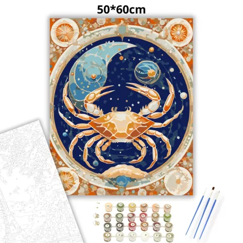 Kozmikus Rák csillagkép - számfestő készlet - Számfestő.hu - 50×60cm - Keretre feszítve