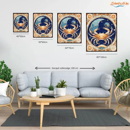 Kozmikus Rák csillagkép - számfestő készlet - Számfestő.hu - 80×100cm - Keret nélkül