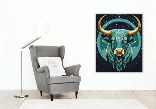 Kozmikus bika tekintete - számfestő készlet - Számfestő.hu - 40×50cm - Keret nélkül